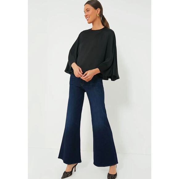 TUCKERNUCK Black Satin Twill Selma Cape Blouse NWT Size Small - Picture 6 of 9